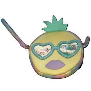 BETSEY JOHNSON Luv Betsey Pineapple Sunglasses Mini Bag Coin Purse Wristlet 6 in